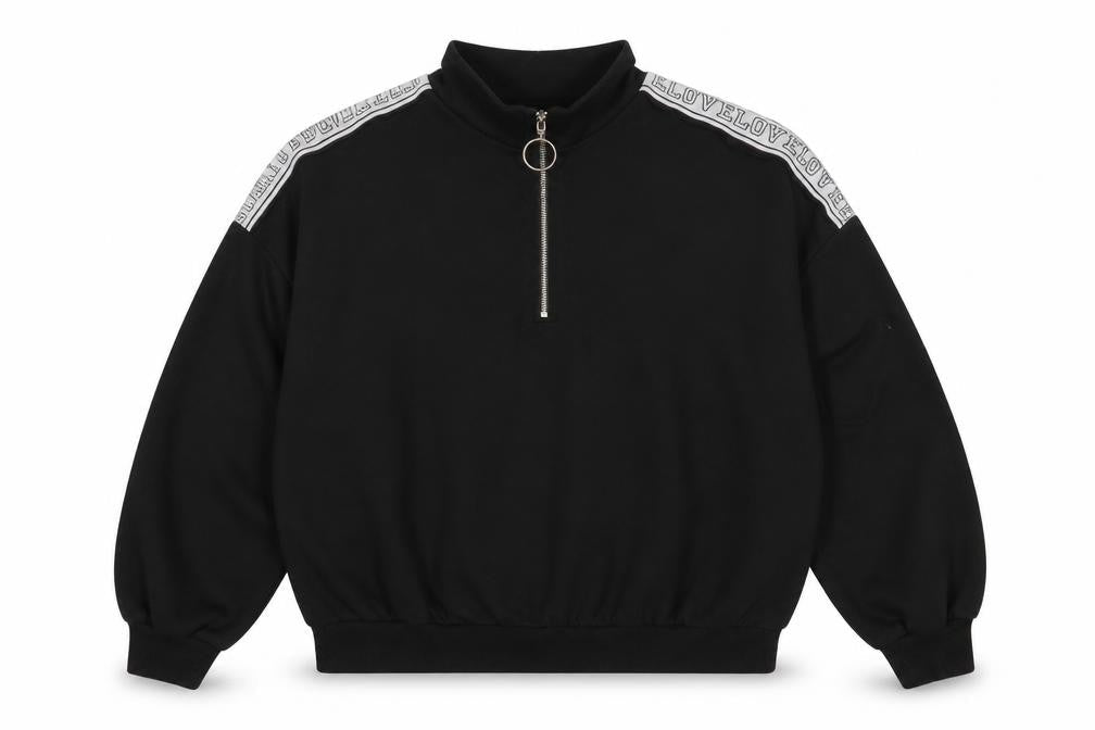 SheIn Womens Black  Polyester Henley Sweatshirt Size L