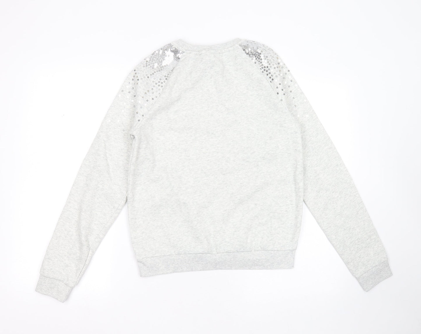 H&M Girls Grey  Cotton Pullover Sweatshirt Size 13-14 Years   - sequins