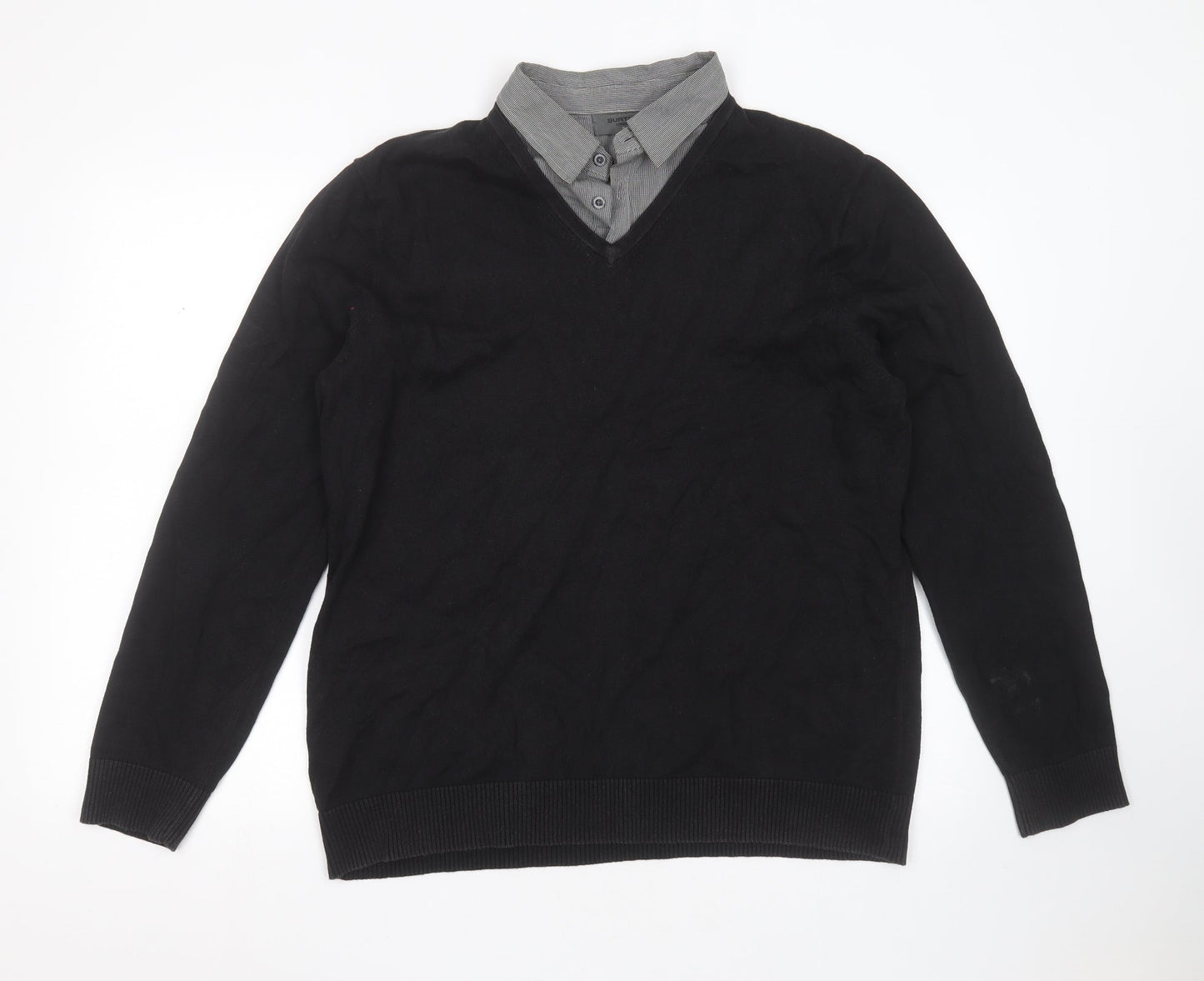 Burton Womens Black Collared  Cotton Pullover Jumper Size XL