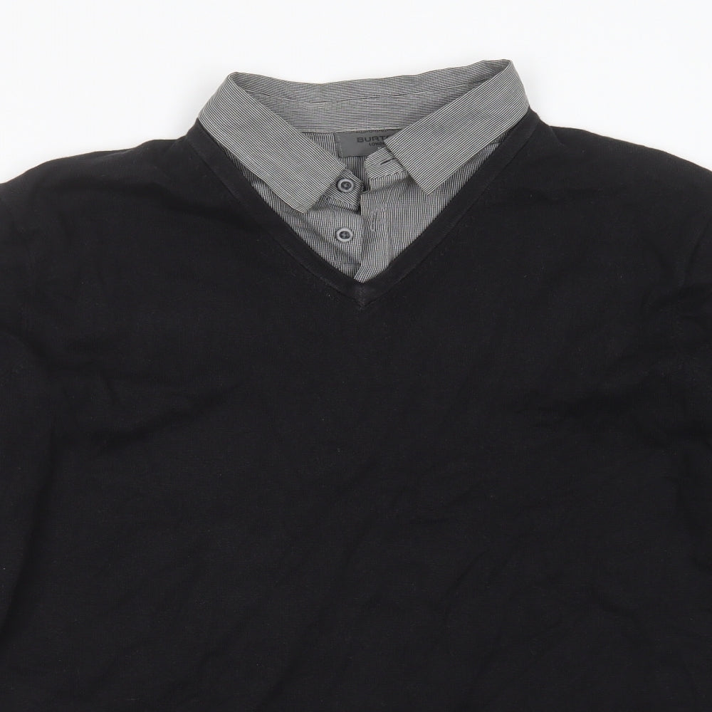 Burton Womens Black Collared  Cotton Pullover Jumper Size XL