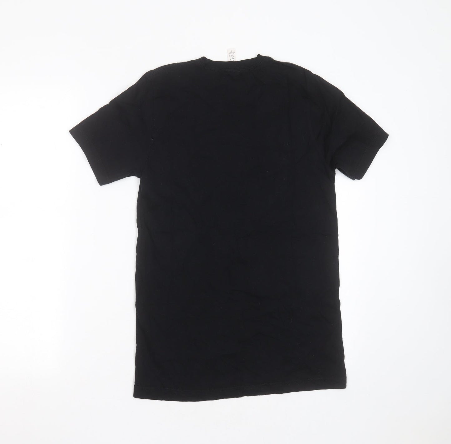 Canvas Womens Black  Cotton Basic T-Shirt Size S Round Neck - laverne