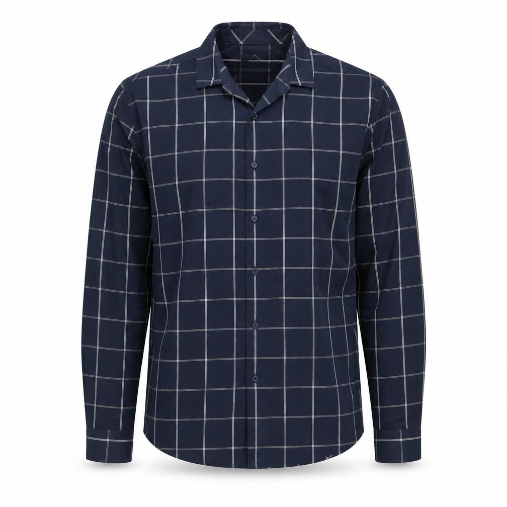 Very Mens Blue Check Cotton  Button-Up Size M Collared Button