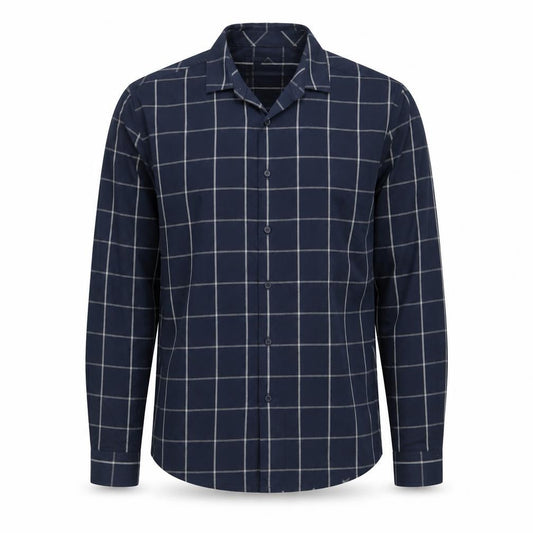 Very Mens Blue Check Cotton  Button-Up Size M Collared Button