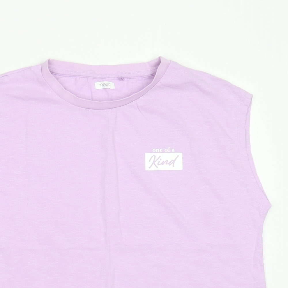 NEXT Girls Purple  Cotton Basic T-Shirt Size 15 Years Round Neck  - One of a kind