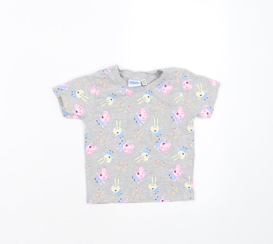 Primark Baby Grey  Cotton Basic T-Shirt Size 12-18 Months Round Neck  - peppa pig