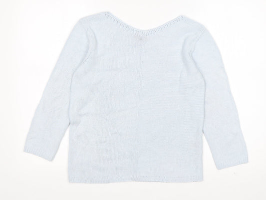 Per Una  Womens Blue Round Neck  Viscose Pullover Jumper Size 8