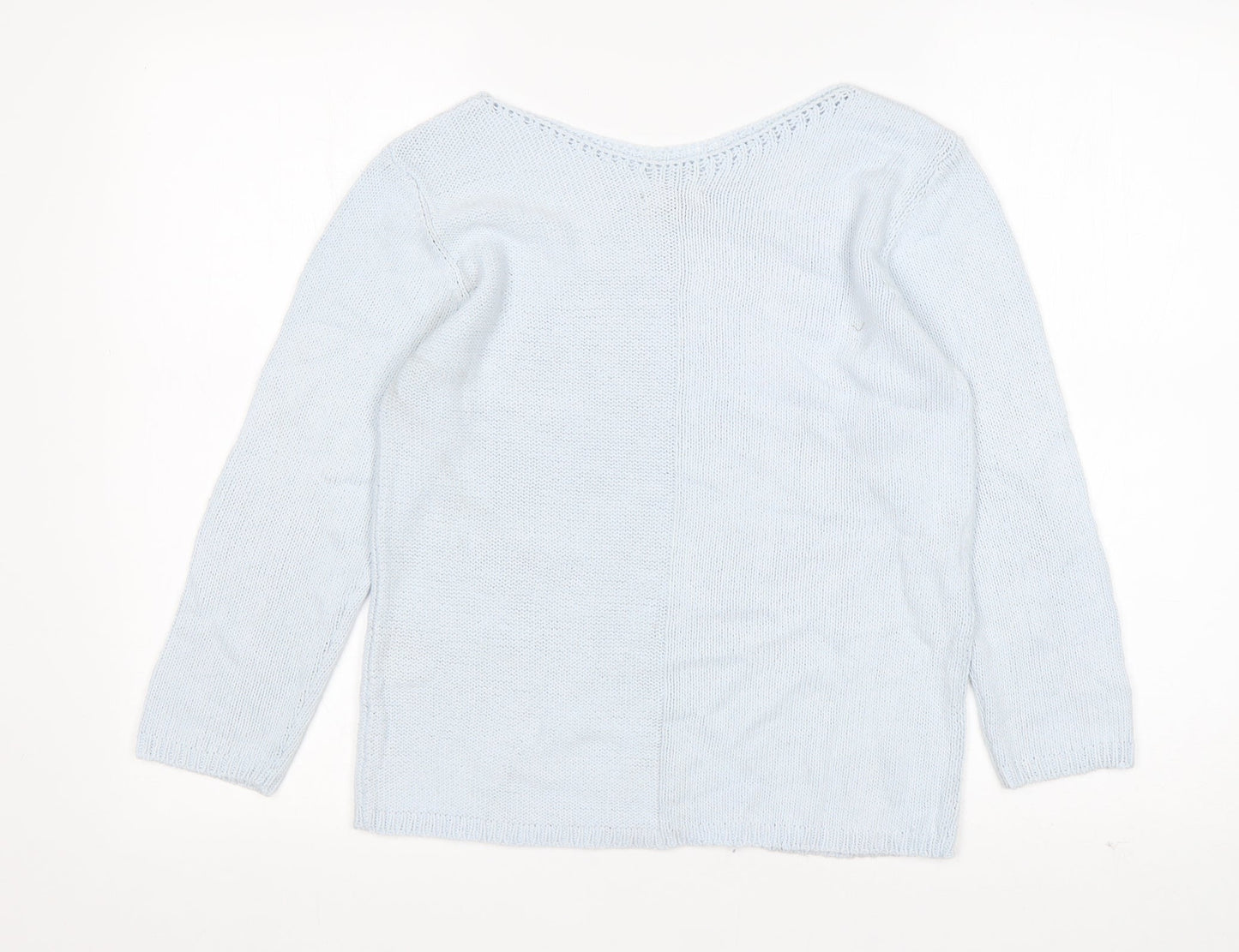 Per Una  Womens Blue Round Neck  Viscose Pullover Jumper Size 8