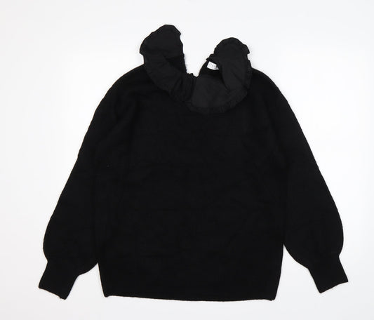 Papaya Womens Black Collared  Acrylic Pullover Jumper Size M
