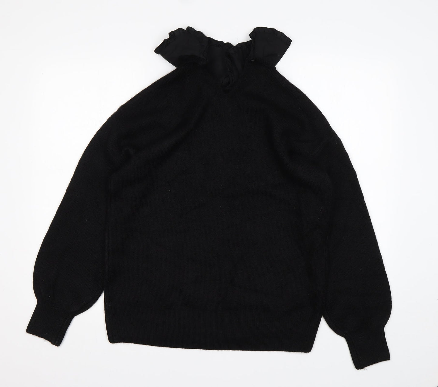 Papaya Womens Black Collared  Acrylic Pullover Jumper Size M