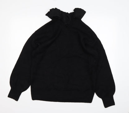 Papaya Womens Black Collared  Acrylic Pullover Jumper Size M