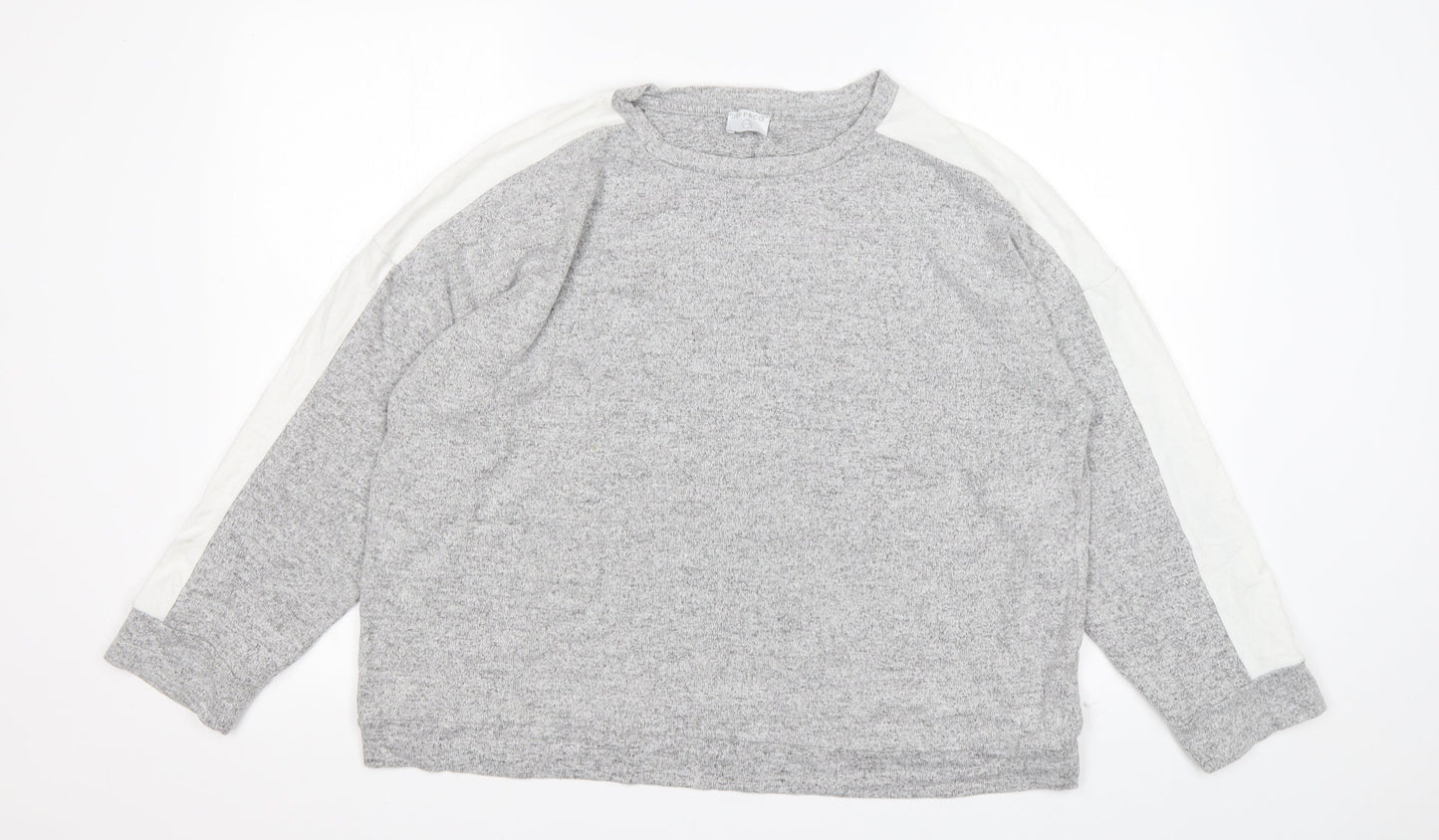 Jeff&Co Womens Grey Round Neck  Viscose Pullover Jumper Size 14