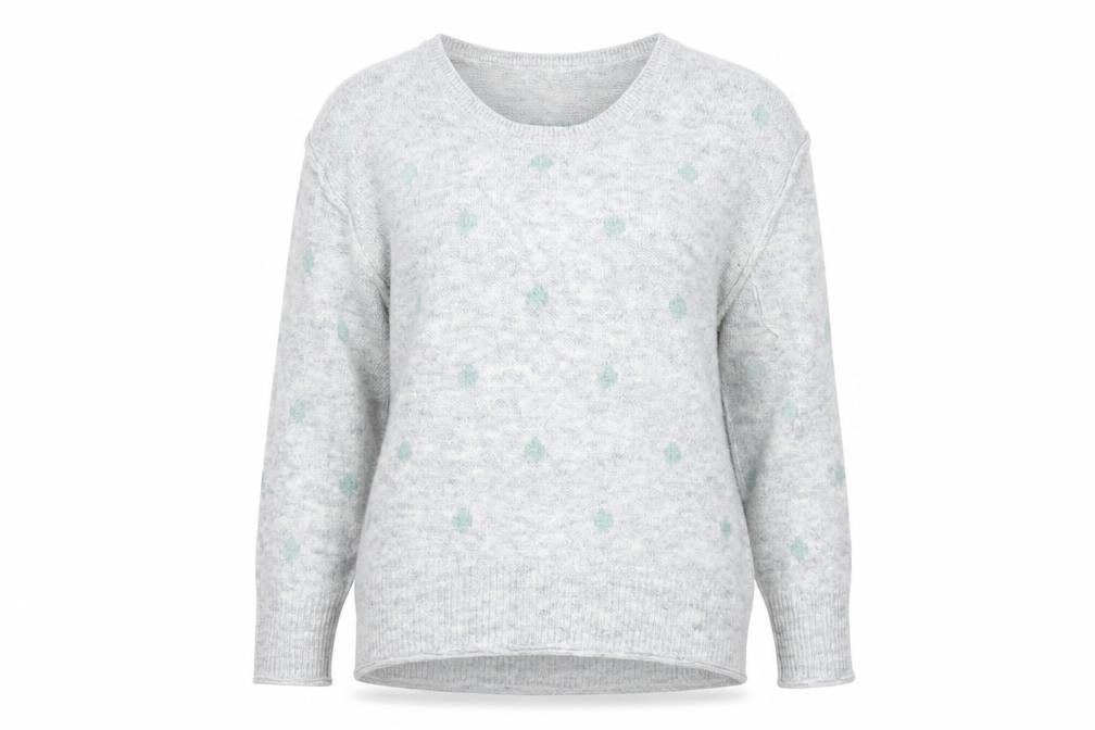 H&M Womens Grey Round Neck Polka Dot Cotton Pullover Jumper Size L