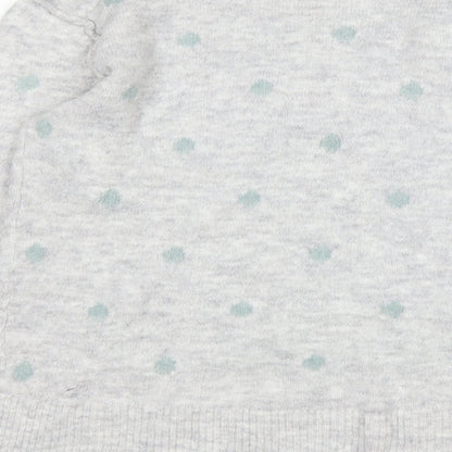 H&M Womens Grey Round Neck Polka Dot Cotton Pullover Jumper Size L