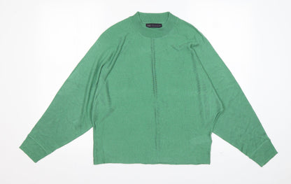 Preloved M&S Womens Green Round Neck  Acrylic Pullover Jumper Size S - Front