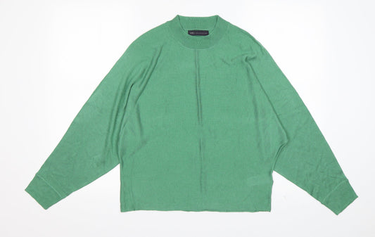 M&S Womens Green Round Neck  Acrylic Pullover Jumper Size S