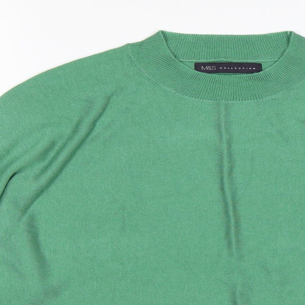 M&S Womens Green Round Neck  Acrylic Pullover Jumper Size S