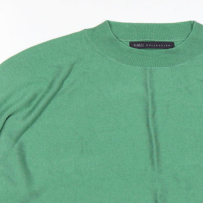 Preloved M&S Womens Green Round Neck  Acrylic Pullover Jumper Size S - Detail