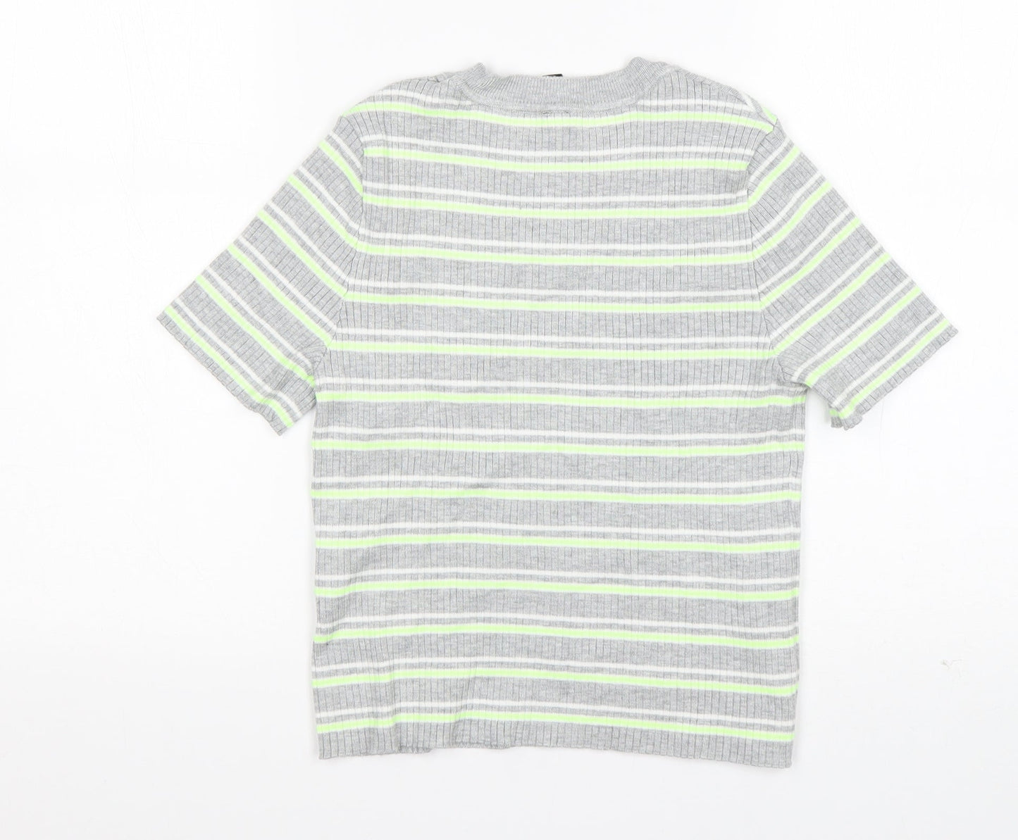 H&M Girls Multicoloured Striped  Basic T-Shirt Size M Round Neck