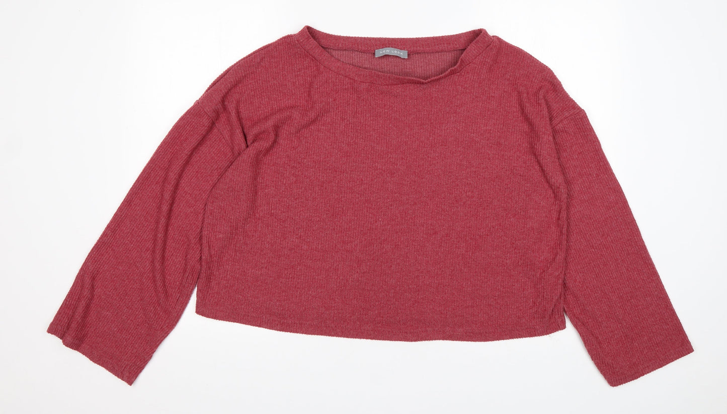 New Look Womens Pink Round Neck  Polyester Pullover Jumper Size L