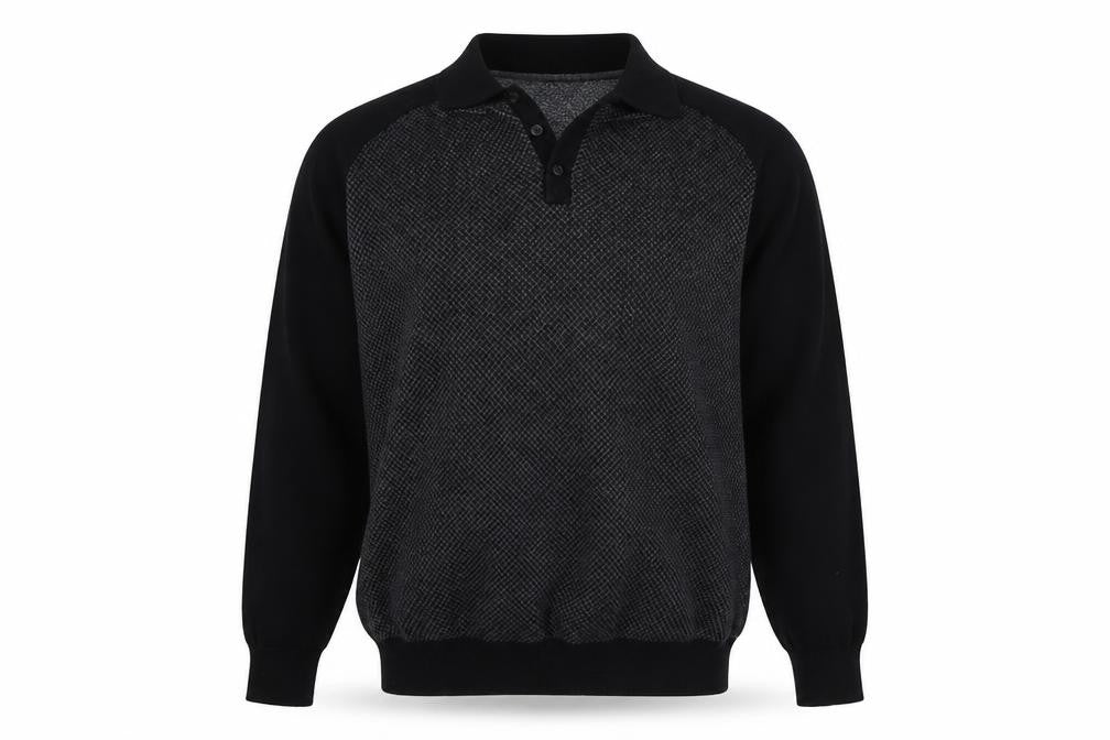 Matalan Mens Black Collared  Cotton Pullover Jumper Size M