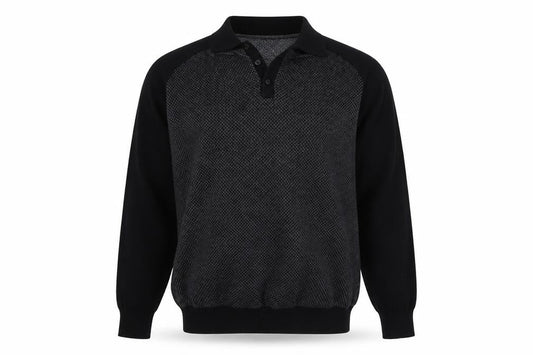 Matalan Mens Black Collared  Cotton Pullover Jumper Size M