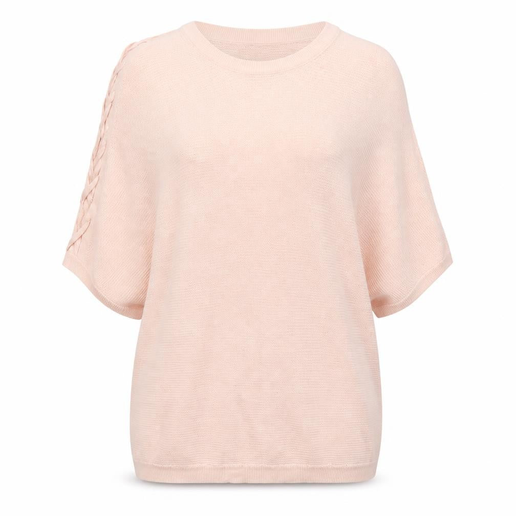 MC Lorene Womens Pink Round Neck  Cotton Pullover Jumper One Size