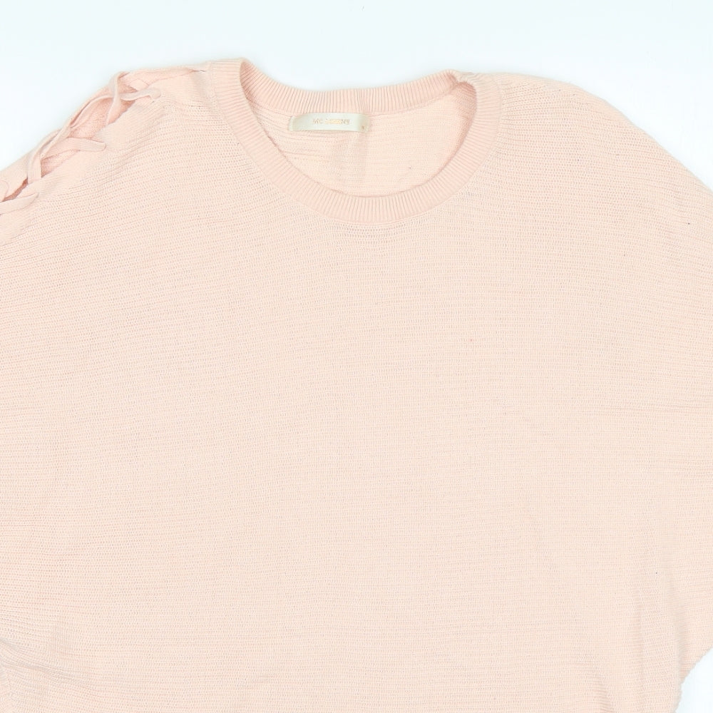 MC Lorene Womens Pink Round Neck  Cotton Pullover Jumper One Size