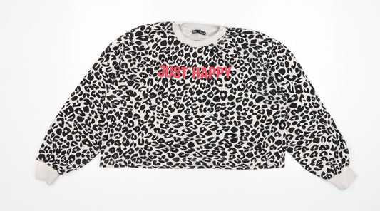 Zara Womens Multicoloured Animal Print  Pullover Sweatshirt Size L   - Cropped