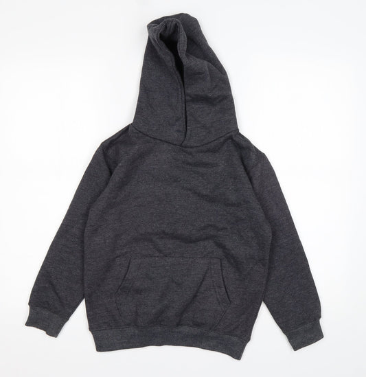 Preworn Boys Grey  Cotton Pullover Hoodie Size 7-8 Years