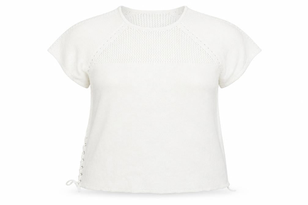 Bonmarché Womens White Crew Neck Cotton Pullover Jumper Size L