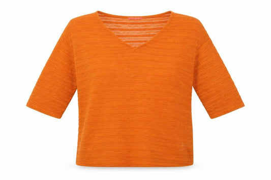 NEXT Womens Orange Striped Polyester Basic Blouse Size 12 V-Neck