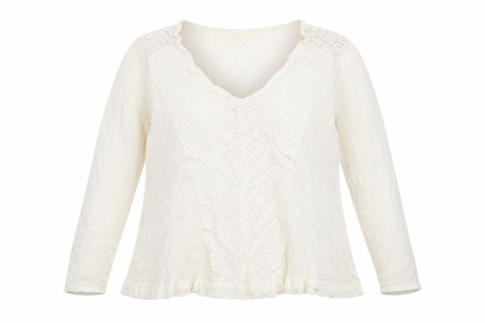 Marks & Spencer Womens White V-Neck   Pullover Jumper Size L