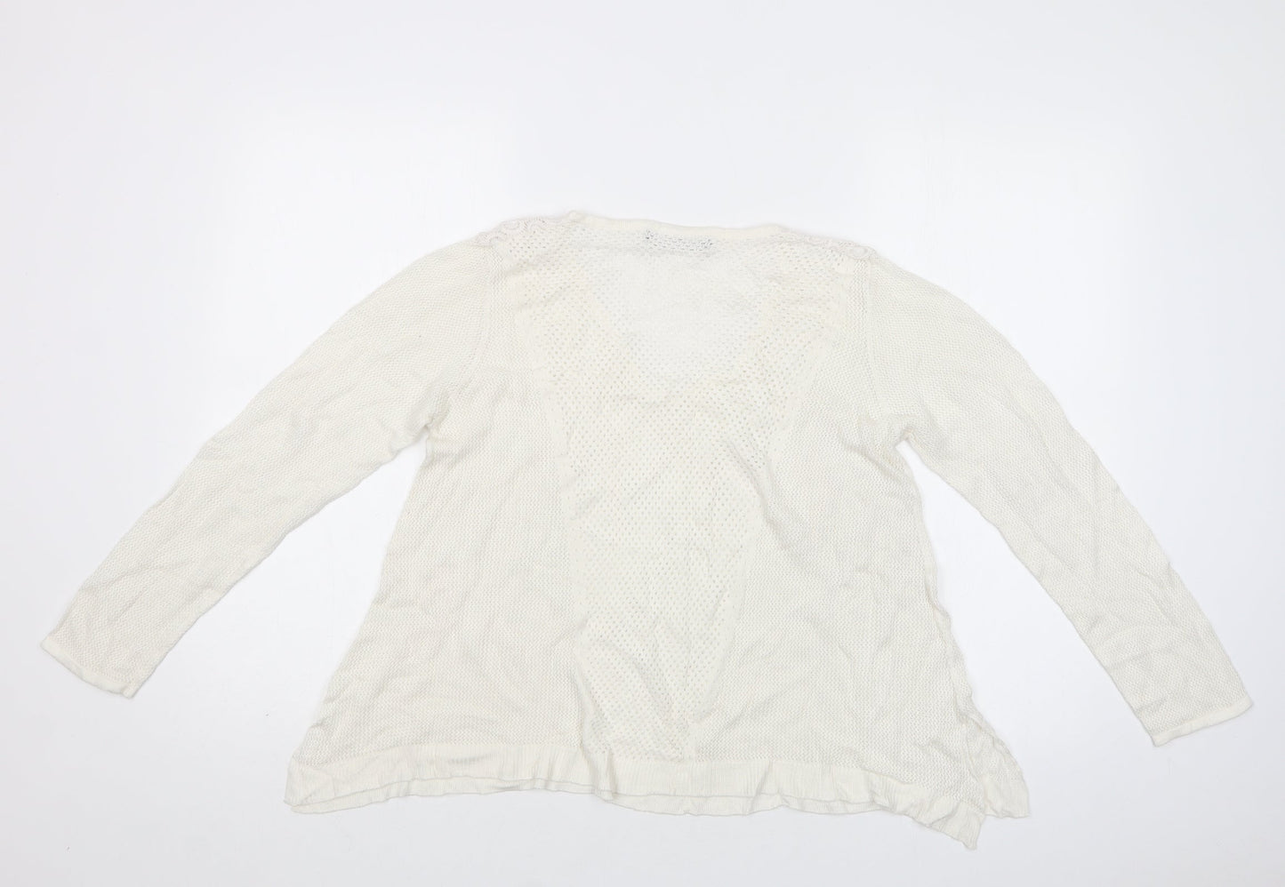 M&S Womens White V-Neck   Pullover Jumper Size L
