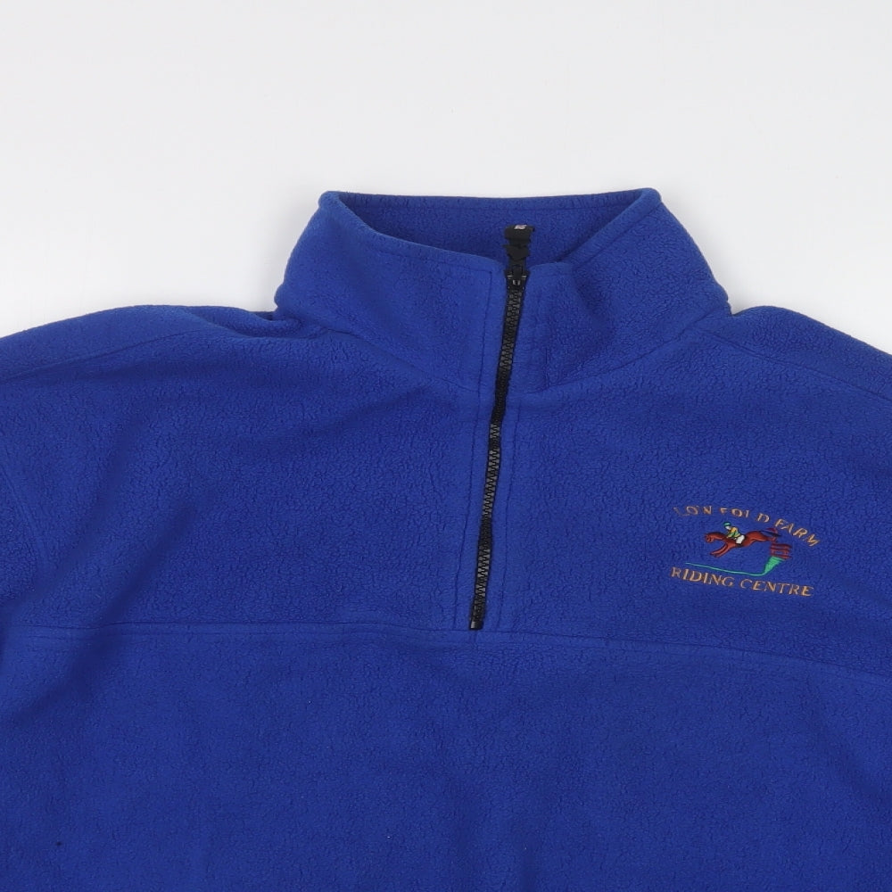 JERZEES Womens Blue  Polyester Henley Hoodie Size M  Zip