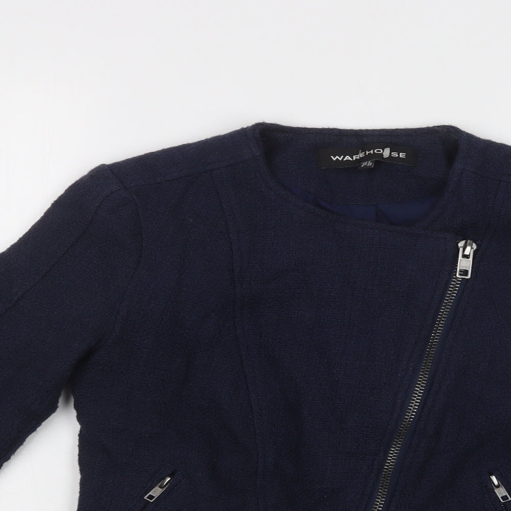 Warehouse Womens Blue   Jacket Blazer Size 8  Zip