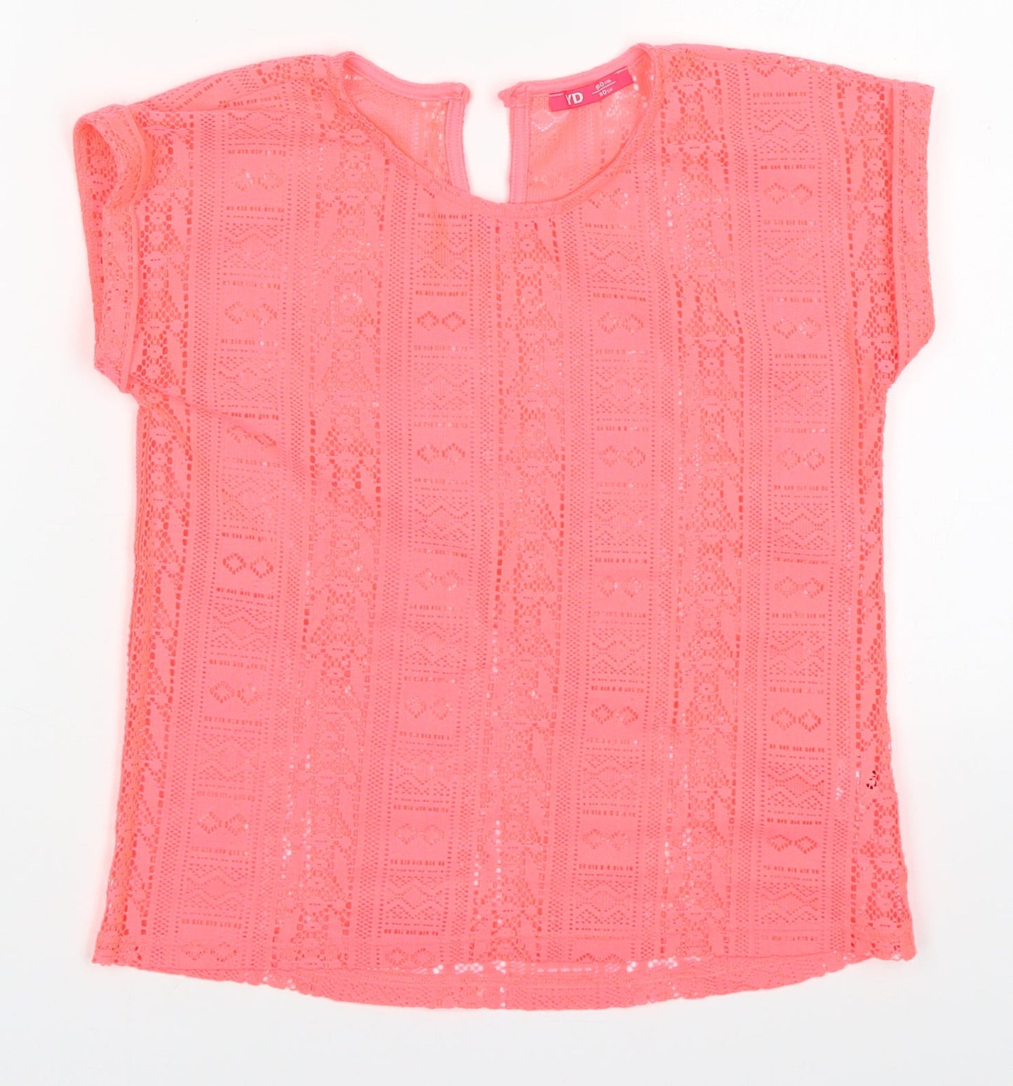Young Dimension Girls Pink  Polyester Basic T-Shirt Size 9-10 Years Round Neck Pullover