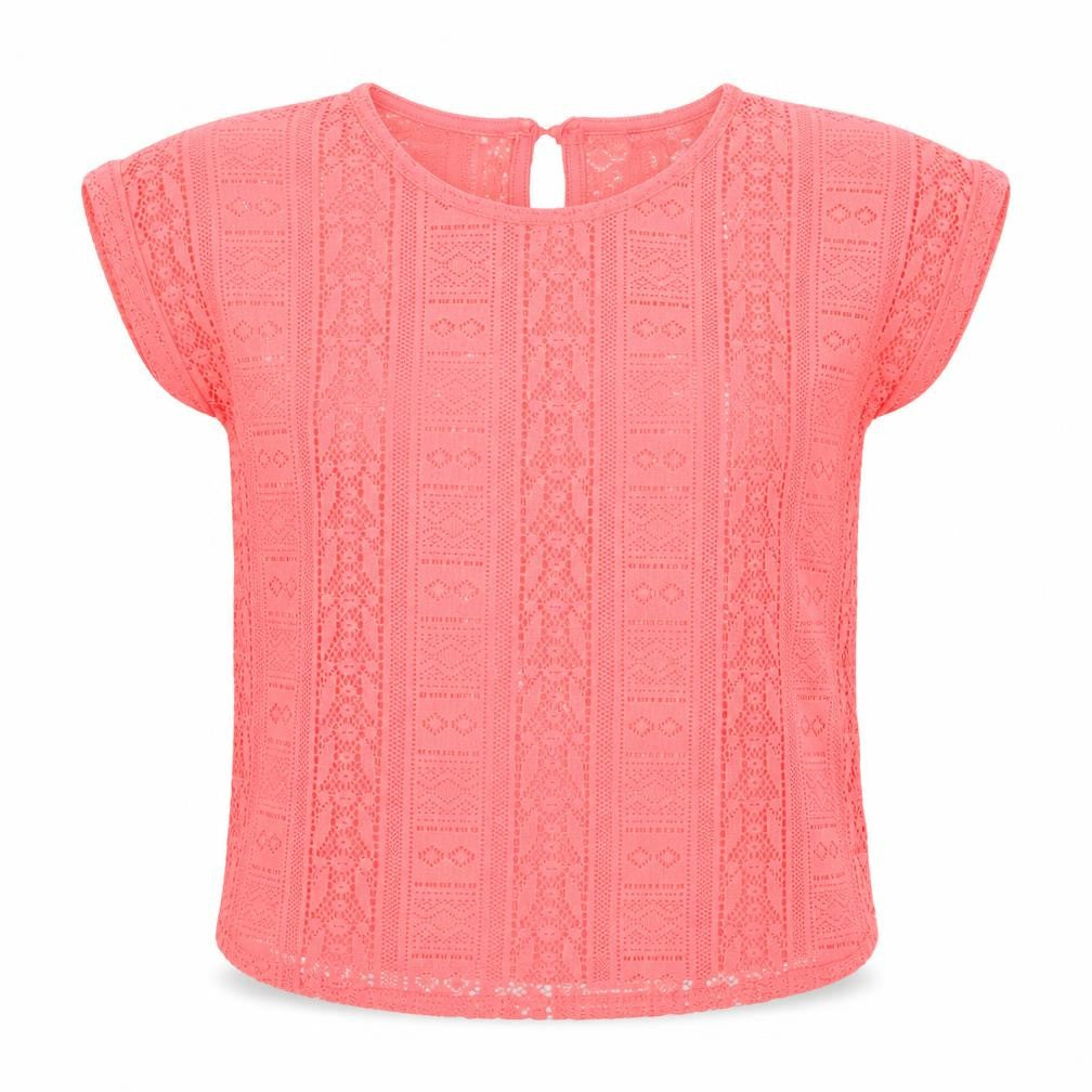 Young Dimension Girls Pink  Polyester Basic T-Shirt Size 9-10 Years Round Neck Pullover