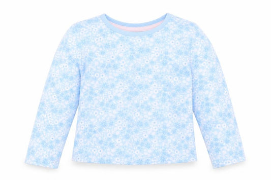 Matalan Girls Blue Floral Cotton Basic T-Shirt Size 6 Years Round Neck Pullover