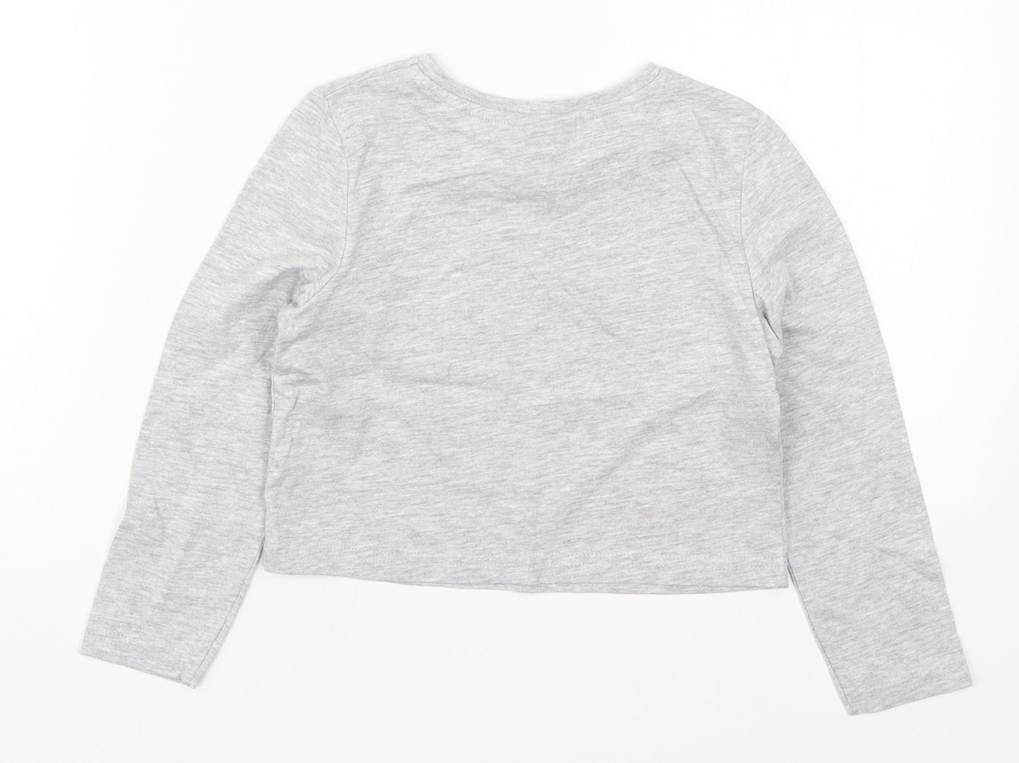 Matalan Girls Grey  Cotton Basic T-Shirt Size 6 Years Crew Neck Pullover