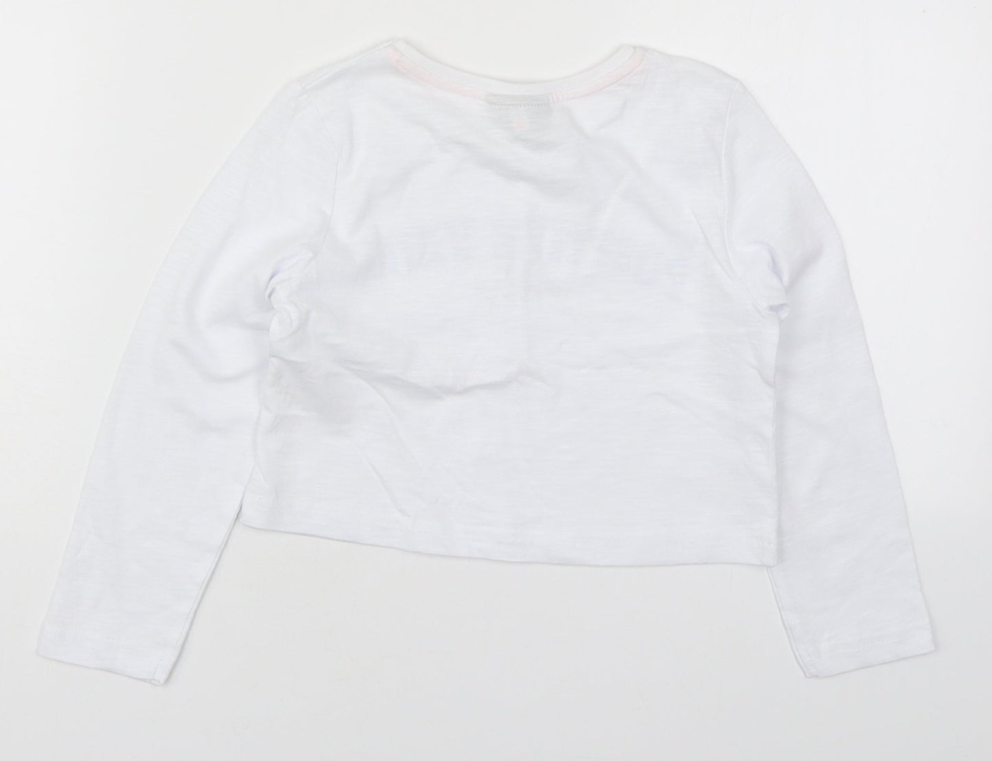 Matalan Girls White  Cotton Basic T-Shirt Size 6 Years Crew Neck Pullover - Positive Vibes Only