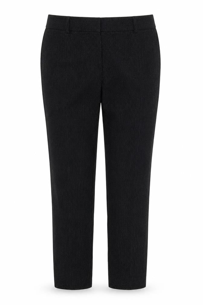 Next Womens Black Striped Polyester Trousers  Size 12 L25 in Regular Hook & Eye