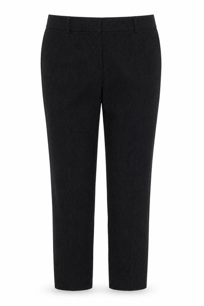 Next Womens Black Striped Polyester Trousers  Size 12 L25 in Regular Hook & Eye