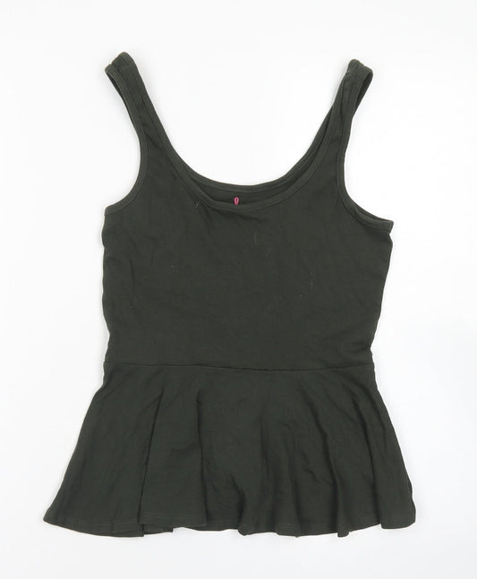 Atmosphere Womens Green  Cotton Basic Tank Size 10 Round Neck - Peplum