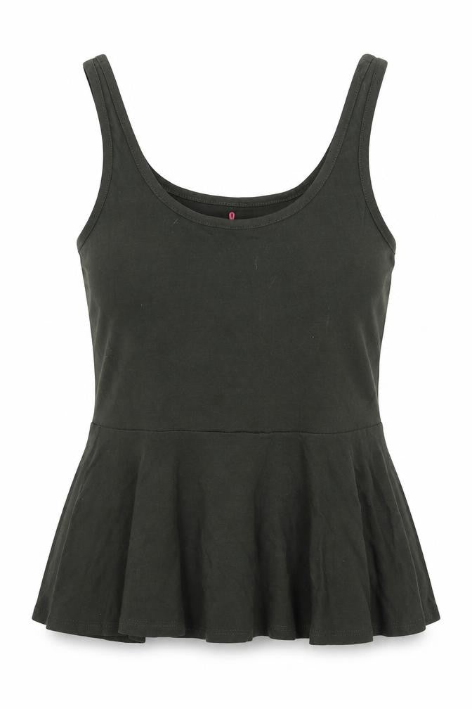 Atmosphere Womens Green  Cotton Basic Tank Size 10 Round Neck - Peplum