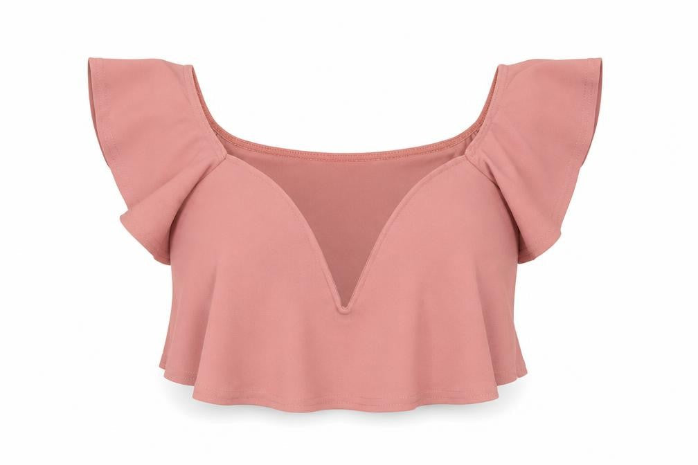 Missguided Womens Pink  Polyester Cropped Blouse Size 14 Boat Neck