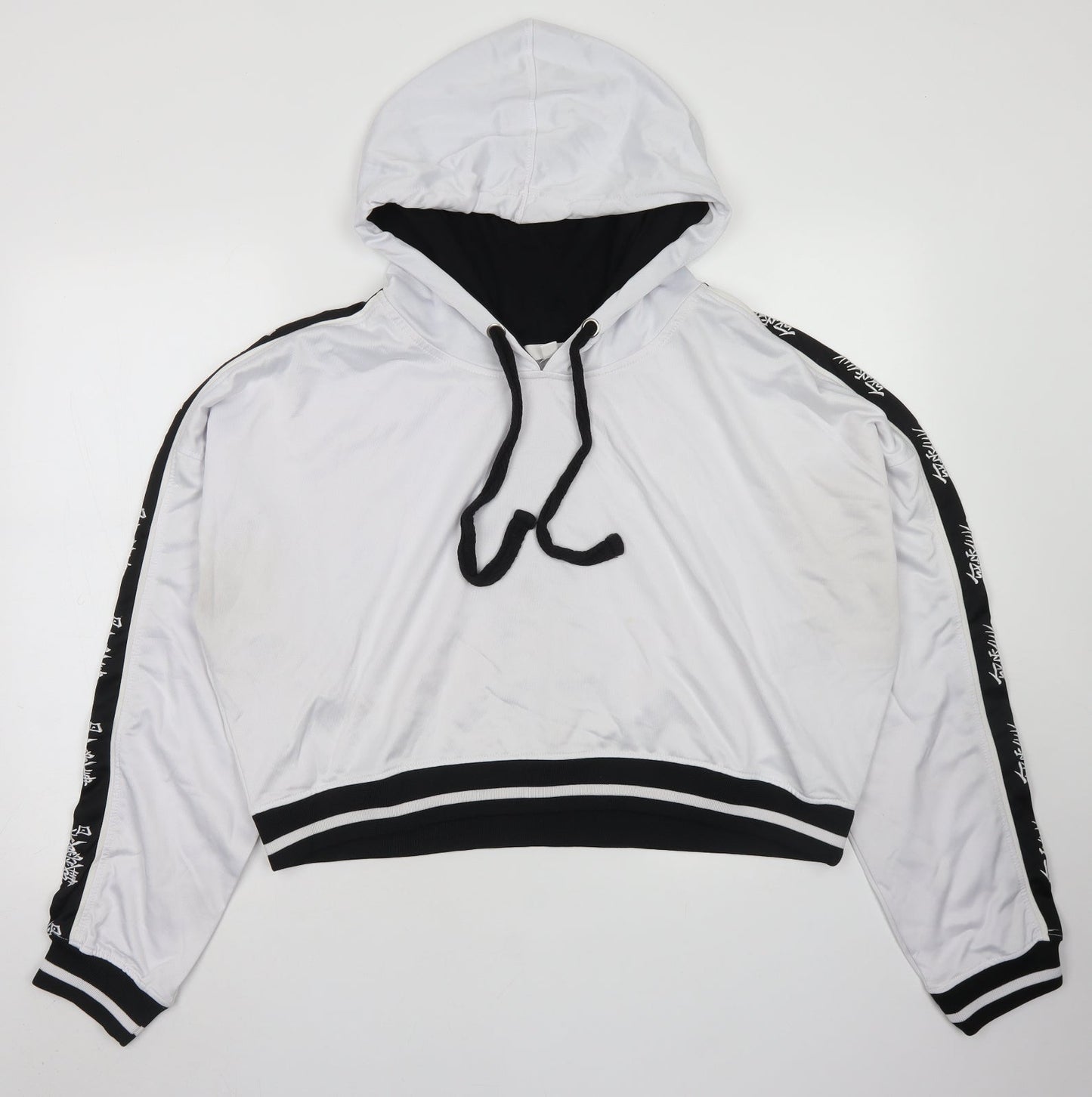 Missguided Womens White  Polyester Pullover Hoodie Size 16