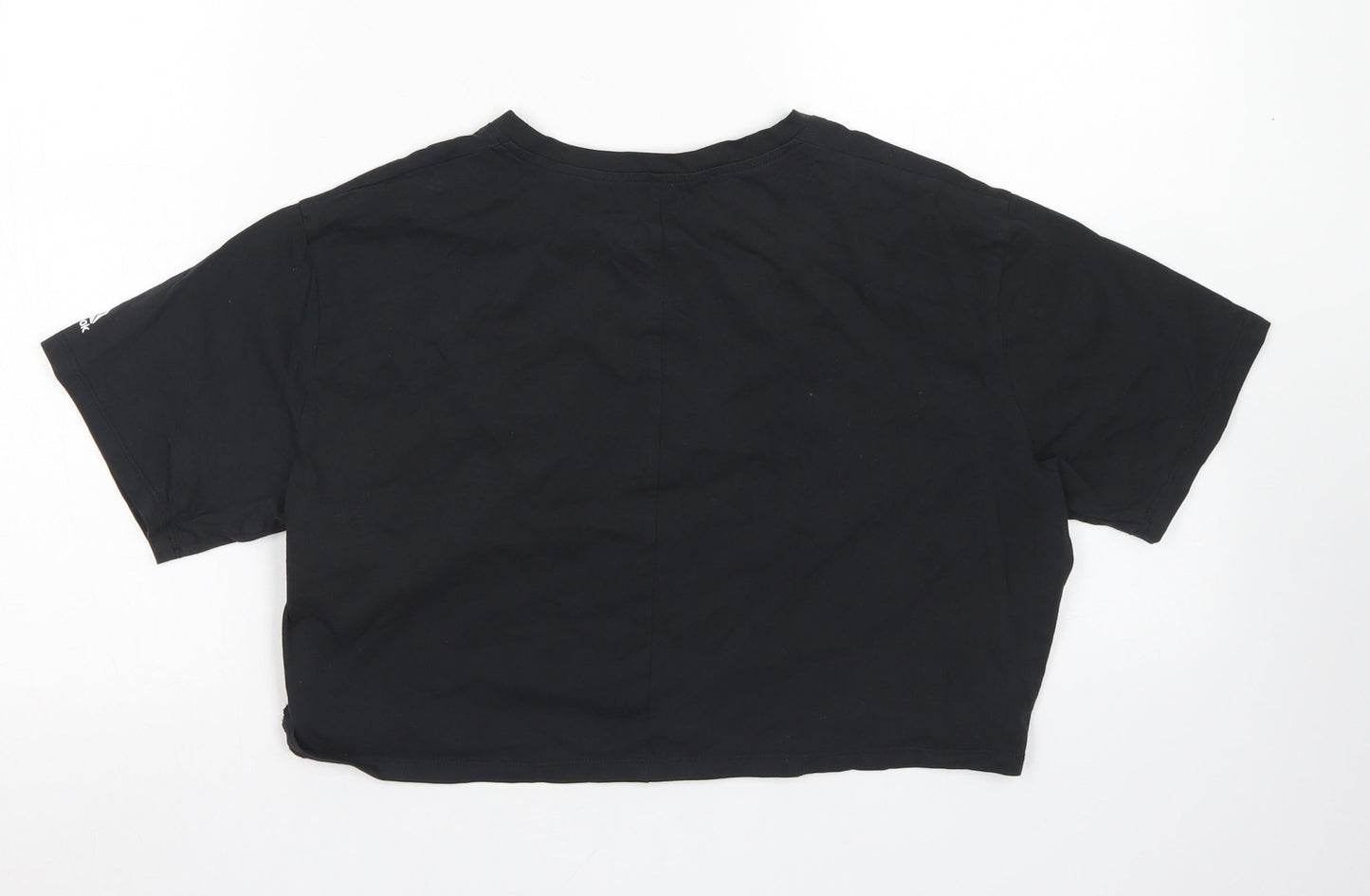 Reebok Womens Black  Cotton Cropped T-Shirt Size XS Crew Neck