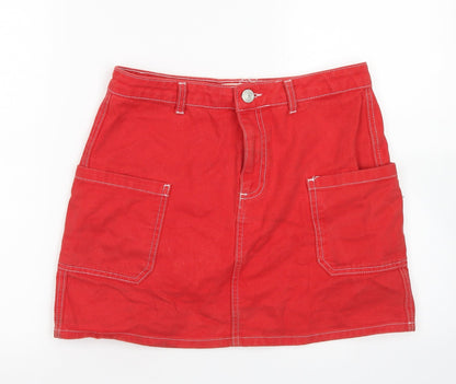 BDG Womens Red  Cotton A-Line Skirt Size M   Button