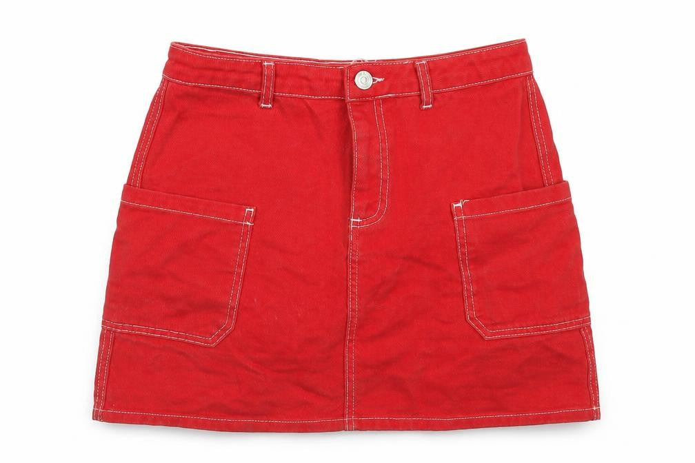 BDG Womens Red  Cotton A-Line Skirt Size M   Button