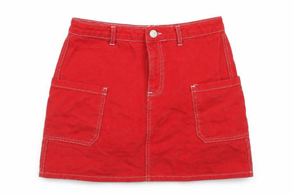BDG Womens Red  Cotton A-Line Skirt Size M   Button